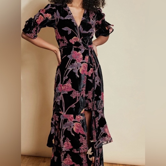 Hutch Elegant Black and Pink Floral
Maxi Floral Wrap Dress - Picture 8 of 12